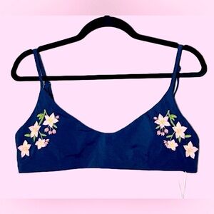 NWT Andie X Fanm Mon Embroidered Floral Molokai Bikini Top, Multicolored, XL